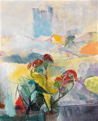 "Blumen vor Landschaft"