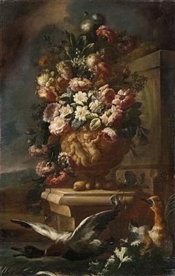 A pair of still lifes with flowers and birds (2)