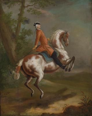 A rider on a horse in the levade