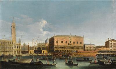 The Bucintoro at the Mole, Venice; and The Grand Canal with the Rialto Bridge, Venice (2) by Apollonio Domenichini - Auction record, sale price, and art valuation. Compare with similar artists and explore comparable artworks.