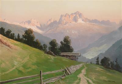 View of the Rosengarten, Dolomites in the Evening Light