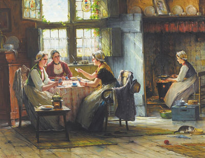 PLAYING CARDS DURING TEA-TIME