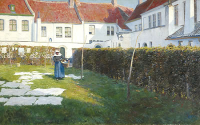 VIEW IN THE BEGUINAGE - BLEACHING LAUNDRY