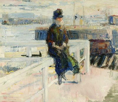 FEMME SUR L'ESTACADE À OSTENDE