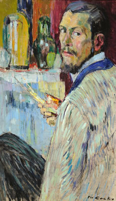 Portrait of Philibert Cockx: SELF PORTRAIT WITH BRUSHES - AUTOPORTRAIT AUX PINCEAUX