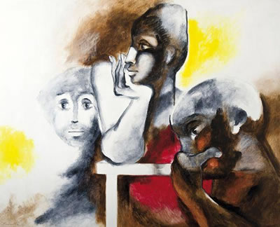 Sample artwork by Roger Somville (1923 - 2014), known for modernist figure, landscape, and animal painting, murals, drawing, teaching - View similar artists and auction records