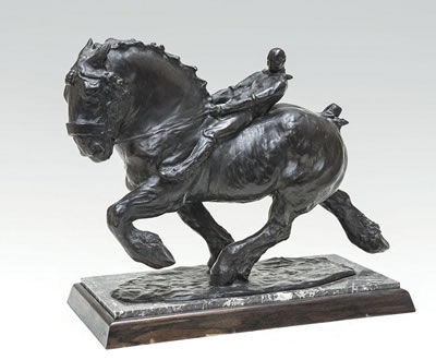 Cheval de trait et cavalier