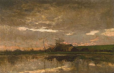 Tombée de nuit à Weert (1900) by Camille Wauters - Auction record, sale price, and art valuation. Compare with similar artists and explore comparable artworks.
