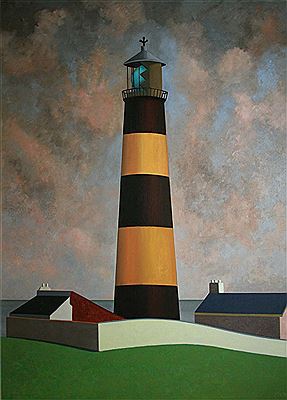 BLACK AND YELLOW LIGHTHOUSE