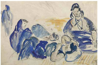 FEMMES BLEUES by Monique Cras - Auction record, sale price, and art valuation. Compare with similar artists and explore comparable artworks.