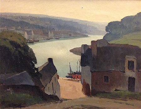 Village breton, vue de la baie