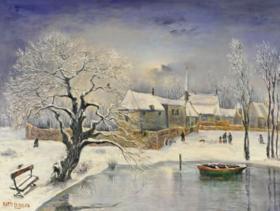 Paysage de neige à l'étang