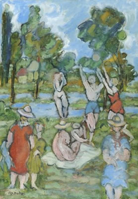 Baigneuses, promeneurs et joueurs de ballon by Olga Mischkine - Auction record, sale price, and art valuation. Compare with similar artists and explore comparable artworks.