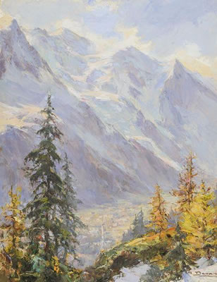 Chamonix et le Mont Blanc vu de la Flegine