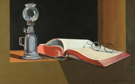Composition au livre et à la lampe