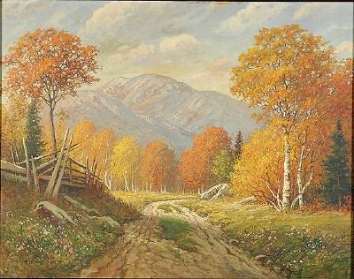Fall mountain landscape by William Paskell - Auction record, sale price, and art valuation. Compare with similar artists and explore comparable artworks.