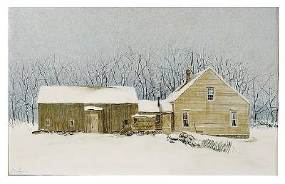 Winter Scene with farm house