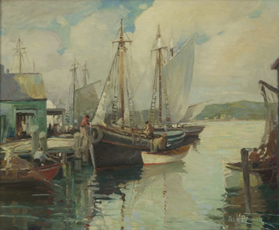 Docked fishing boats