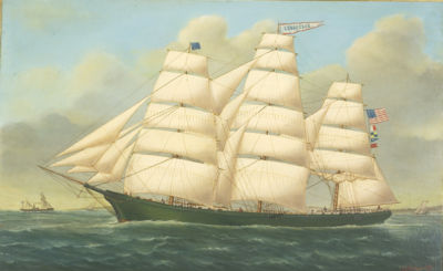 The three-masted ship Conqueror