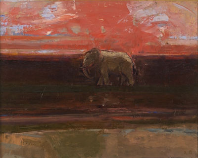 Elephant at dusk