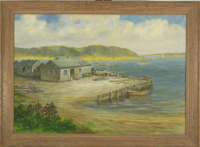 A fishing pier along the Oyster River in Chatham, Mass by Wendell Rogers - Auction record, sale price, and art valuation. Compare with similar artists and explore comparable artworks.