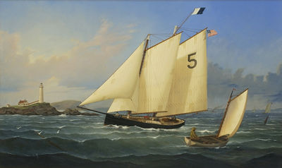 Pilot Schooner Hesper off Boston Light