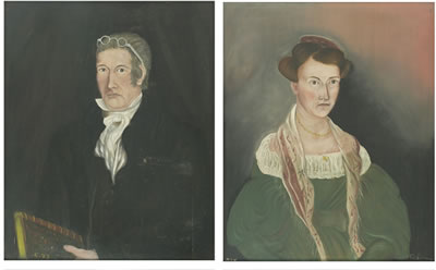Pair of portraits depicting Daniel Griswold and his daughter Louisa Griswold Field