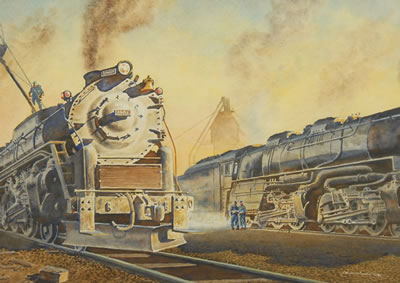 Steam locomotives in the yard