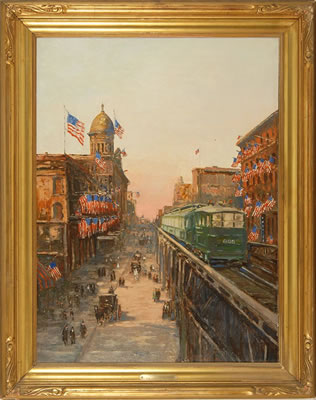 Sample artwork by Franklin Morris (1938 - 2009), known for western subjects and city views - View similar artists and auction records