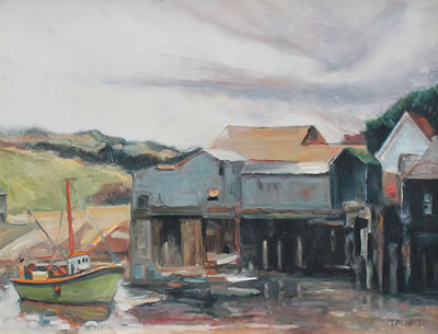 Fishing trawler at a pier