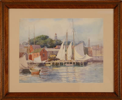 Gloucester Pier - Drying Sails by John Thurston - Auction record, sale price, and art valuation. Compare with similar artists and explore comparable artworks.