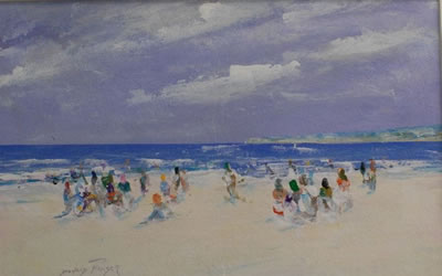 Beach scene by Donald Fraser - Auction record, sale price, and art valuation. Compare with similar artists and explore comparable artworks.
