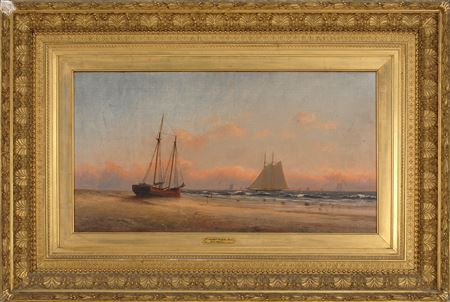 Sample artwork by Otis S Weber (Born 1847), known for sailing ship, coastal view and other marine painting - View similar artists and auction records