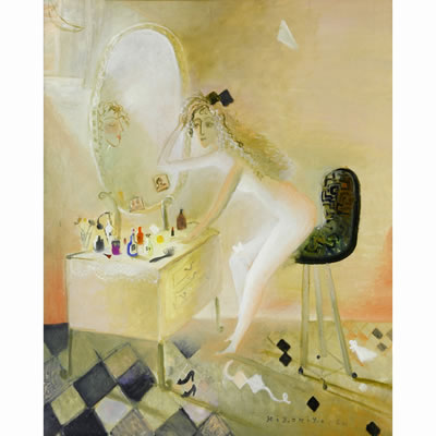 WOMAN AT A VANITY DESK by Hirohiko Oda - Auction record, sale price, and art valuation. Compare with similar artists and explore comparable artworks.
