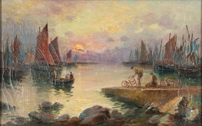 Coucher de soleil sur le port
