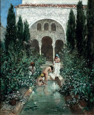 Baigneuses dans les jardins d'un palais