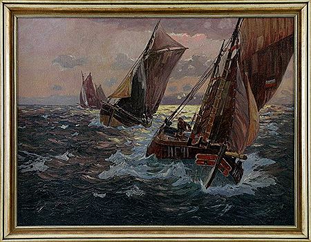 "Finkenwerder Fischkutter", 1920 by Paul Teschinsky - Auction record, sale price, and art valuation. Compare with similar artists and explore comparable artworks.
