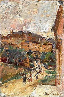 Paese con figure by Alphons Hollaender - Auction record, sale price, and art valuation. Compare with similar artists and explore comparable artworks.