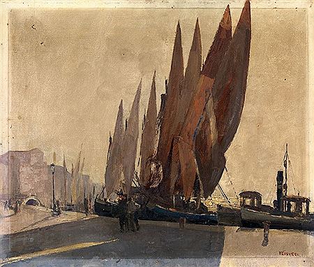 Molo con barche a vela by Vincenzo Colucci - Auction record, sale price, and art valuation. Compare with similar artists and explore comparable artworks.