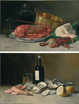 "Bodegones de pescado y marisco" (pair) by Vicente Mota Y Morales - Auction record, sale price, and art valuation. Compare with similar artists and explore comparable artworks.