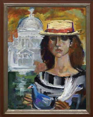 "Mujer con paloma en Venecia"