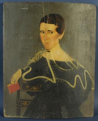 Woman with a red book