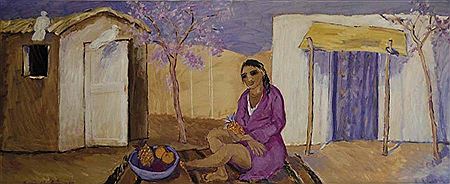 Figura in viola e capanni 1987