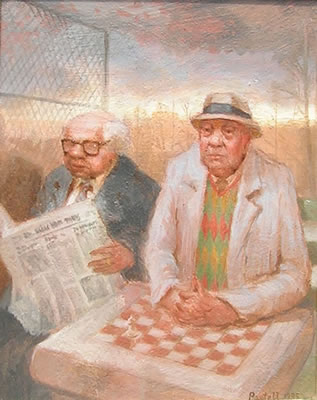 Chess Players 1985 by Richard Pantell - Auction record, sale price, and art valuation. Compare with similar artists and explore comparable artworks.