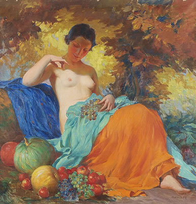 Allegorie des Herbstes. by Marcel Krasicky - Auction record, sale price, and art valuation. Compare with similar artists and explore comparable artworks.