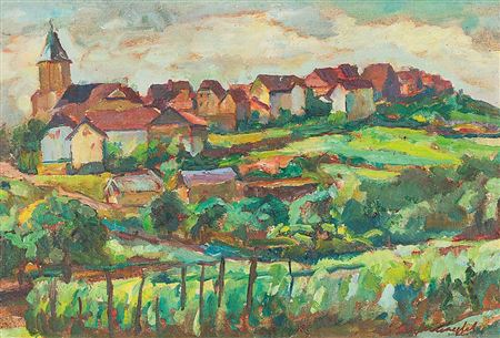 Blick auf ein elsässisches Dorf im Sommer by Lucien Binaepfel - Auction record, sale price, and art valuation. Compare with similar artists and explore comparable artworks.