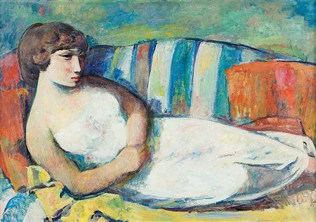 Auf einem Canapé liegende junge Frau in weißem Kleid. by Werner Paul Schmidt - Auction record, sale price, and art valuation. Compare with similar artists and explore comparable artworks.