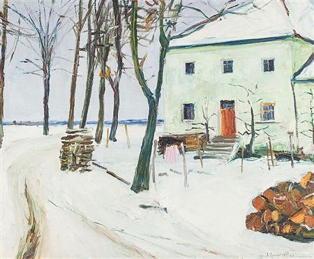 Grünes Gehöft in winterlicher Landschaft by Anton Lamprecht - Auction record, sale price, and art valuation. Compare with similar artists and explore comparable artworks.