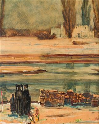 10Markgräfler Frauen (in Tracht) im Winter am Rhein. Hüben Baden, drüben Elsaß'14 by Hermann Burte-Strube - Auction record, sale price, and art valuation. Compare with similar artists and explore comparable artworks.