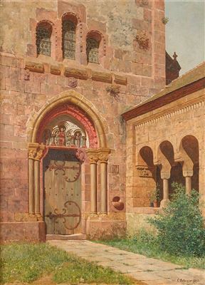 Blick auf das gotische Seitenportal einer Klosteranlage by Karl F H Schuster - Auction record, sale price, and art valuation. Compare with similar artists and explore comparable artworks.